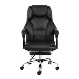 Artiss Executive Office Chair Leather Footrest Black - Side View