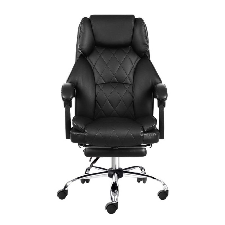 Artiss Executive Office Chair Leather Footrest Black, image 3