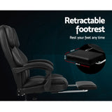 Artiss Executive Office Chair Leather Footrest Black - Top-Down View