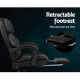 Artiss Executive Office Chair Leather Footrest Black - Top-Down View