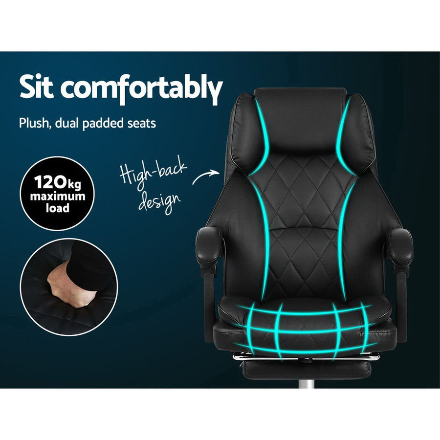Artiss Executive Office Chair Leather Footrest Black, image 5