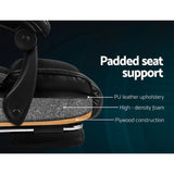Artiss Executive Office Chair Leather Footrest Black - Rear View