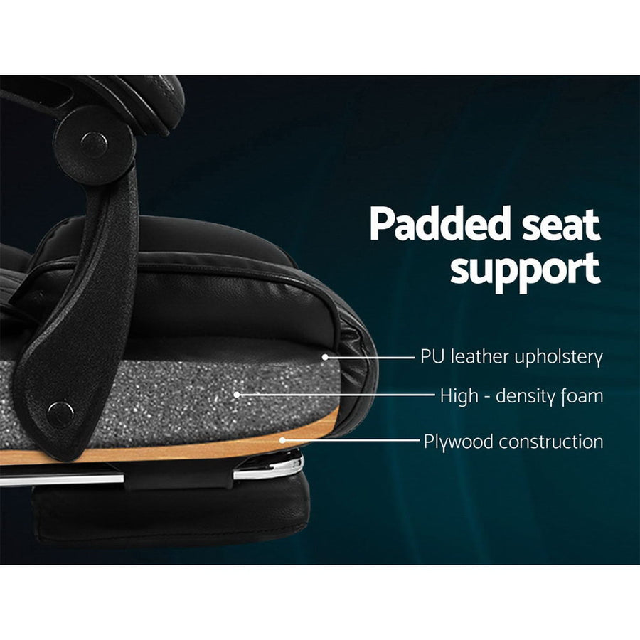 Artiss Executive Office Chair Leather Footrest Black, image 6