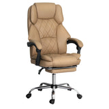 Artiss Executive Office Chair Leather Footrest Espresso - Close-Up Angle
