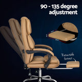 Artiss Executive Office Chair Leather Footrest Espresso - 45-Degree Angle