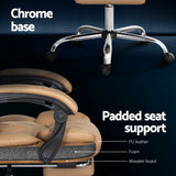 Artiss Executive Office Chair Leather Footrest Espresso - Rear View