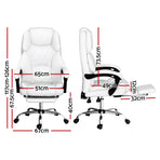 Artiss Executive Office Chair Leather Footrest White