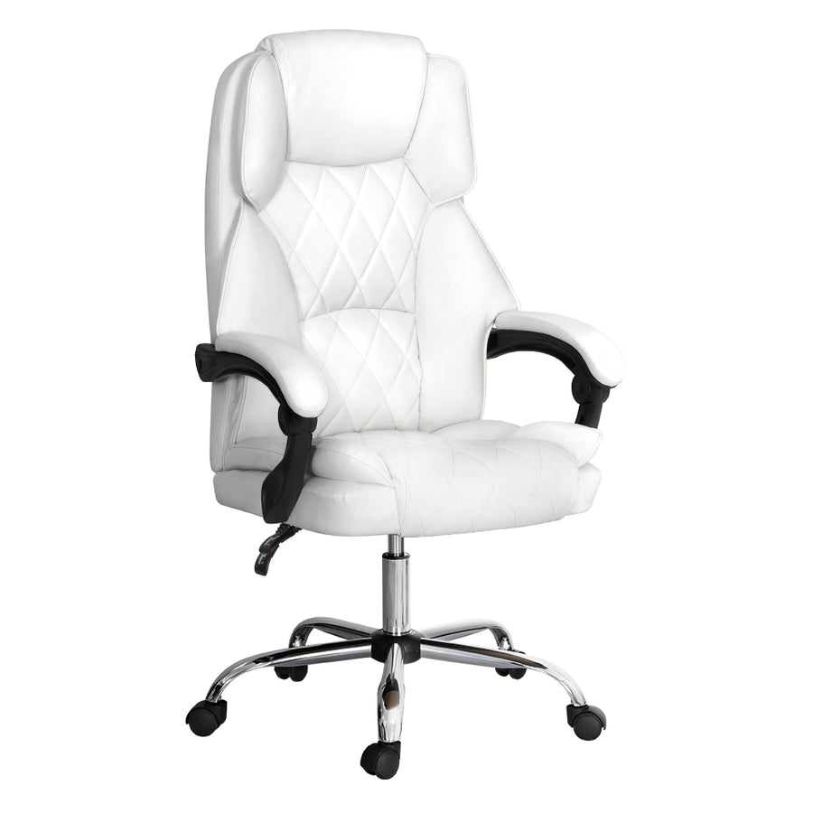 Artiss Camelon white PU leather executive office chair, high back, image 7