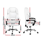 Artiss Camelon white PU leather executive office chair, high back, contoured high-back design