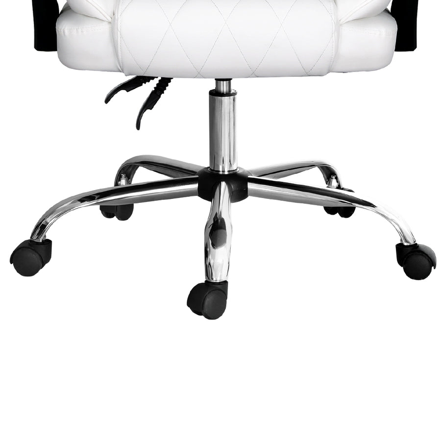 Artiss Camelon white PU leather executive office chair, high back, padded armrests