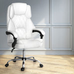 Artiss Camelon white PU leather executive office chair, high back