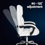 Artiss Camelon white PU leather executive office chair, high back, dual padded seat and back