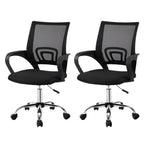 Artiss set of 2 black mid back mesh office chairs with chrome base