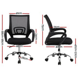 Artiss 2x Mesh Office Chair Mid Back Black - Front View