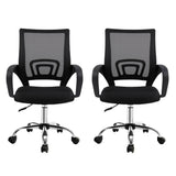 Artiss 2x Mesh Office Chair Mid Back Black