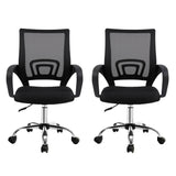 Artiss 2x Mesh Office Chair Mid Back Black - Side View