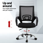 Artiss set of 2 black mid back mesh office chairs with chrome base, chrome base with wheels