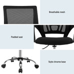 Artiss set of 2 black mid back mesh office chairs with chrome base, image 6