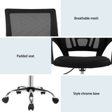 Artiss 2x Mesh Office Chair Mid Back Black - Rear View