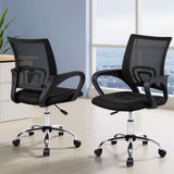 Artiss 2x Mesh Office Chair Mid Back Black - Close-Up Angle