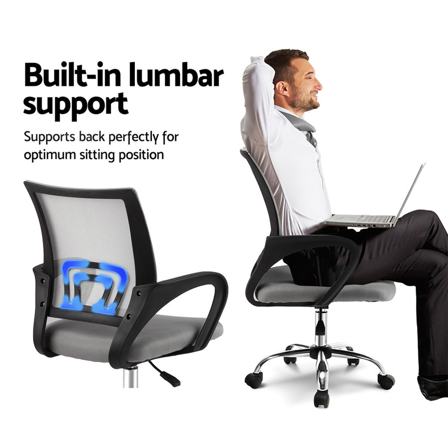 Artiss Mesh Office Chair Mid Back Grey, image 3