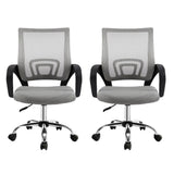 Artiss 2x Mesh Office Chair Mid Back Grey - Side View