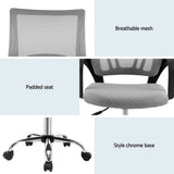 Artiss 2x Mesh Office Chair Mid Back Grey