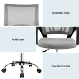 Artiss 2x Mesh Office Chair Mid Back Grey - Rear View