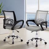 Artiss 2x Mesh Office Chair Mid Back Grey - Close-Up Angle
