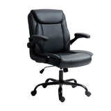 Artiss Executive Office Chair Mid Back Black - Close-Up Angle