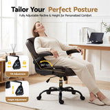 Artiss Executive Office Chair Mid Back Brwon - Top-Down View