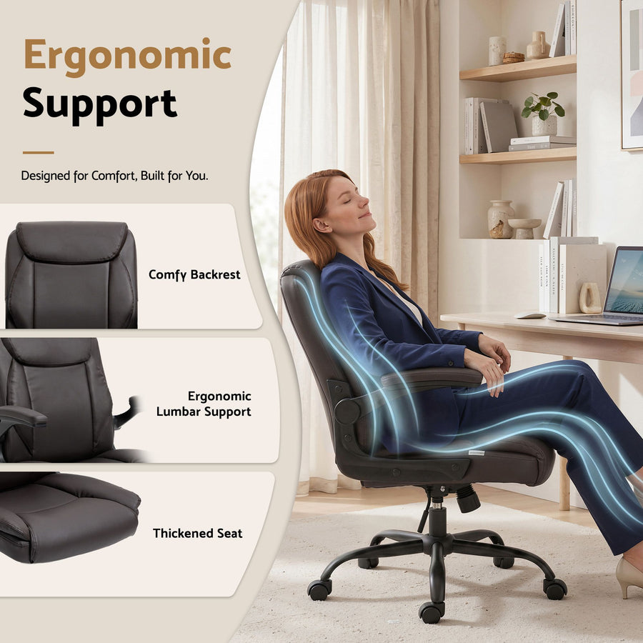 Artiss Executive Office Chair Mid Back Brwon, image 6