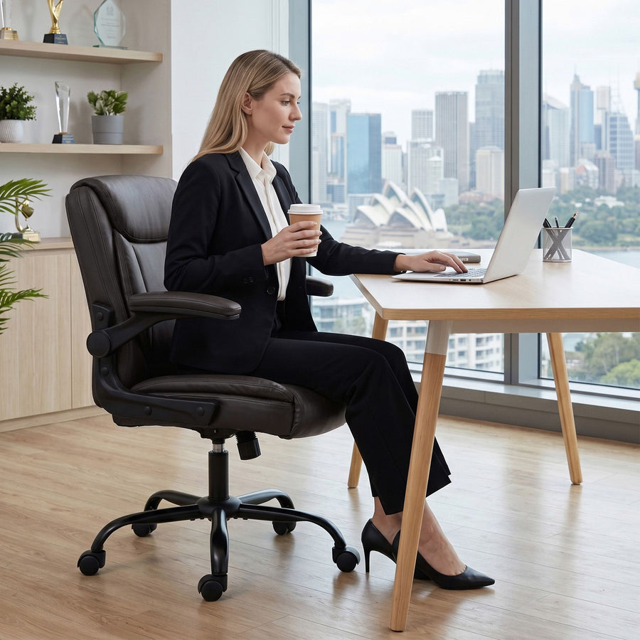 Artiss Executive Office Chair Mid Back Brwon, image 9