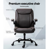 Artiss Executive Office Chair Mid Back Brwon - Top-Down View