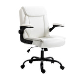 Artiss Executive Office Chair Mid Back White - Close-Up Angle