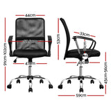 Artiss 2x Mesh Office Chair Mid Back Black - Front View