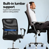 Artiss 2x Mesh Office Chair Mid Back Black - 45-Degree Angle