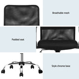 Artiss 2x Mesh Office Chair Mid Back Black - Rear View