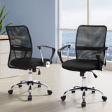 Artiss 2x Mesh Office Chair Mid Back Black - Close-Up Angle