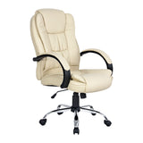 Artiss Executive Office Chair Leather Tilt Beige - Low Angle