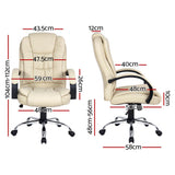 Artiss Executive Office Chair Leather Tilt Beige - Front View
