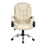 Artiss Executive Office Chair Leather Tilt Beige - Side View