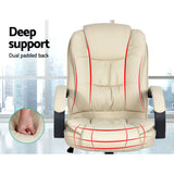 Artiss Executive Office Chair Leather Tilt Beige - 45-Degree Angle