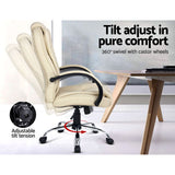 Artiss Executive Office Chair Leather Tilt Beige - Rear View