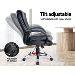 Artiss Rainier executive office chair, high back black PU leather, gas lift height adjustment