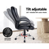 Artiss Executive Office Chair Leather Tilt Black - 45-Degree Angle