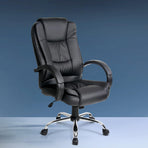 Artiss Rainier executive office chair, high back black PU leather