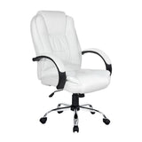 Artiss Executive Office Chair Leather Tilt White - Low Angle