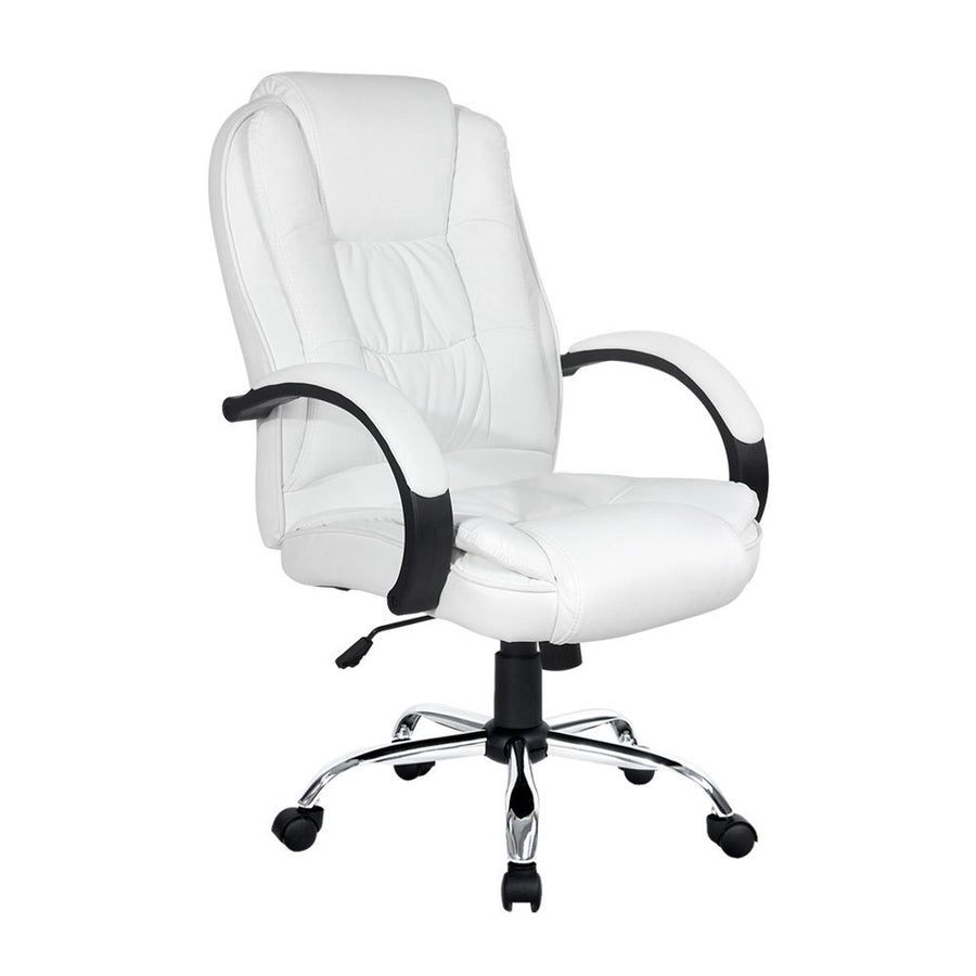 Artiss Executive Office Chair Leather Tilt White, image 8