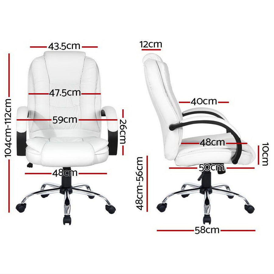 Artiss Executive Office Chair Leather Tilt White, image 2